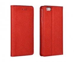 Samsung Galaxy A55 5G Kockás oldaltnyitós tok, piros